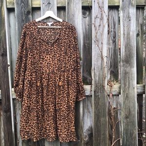 NWT▪️TIME & TRU Leopard Print Peasant Dress
